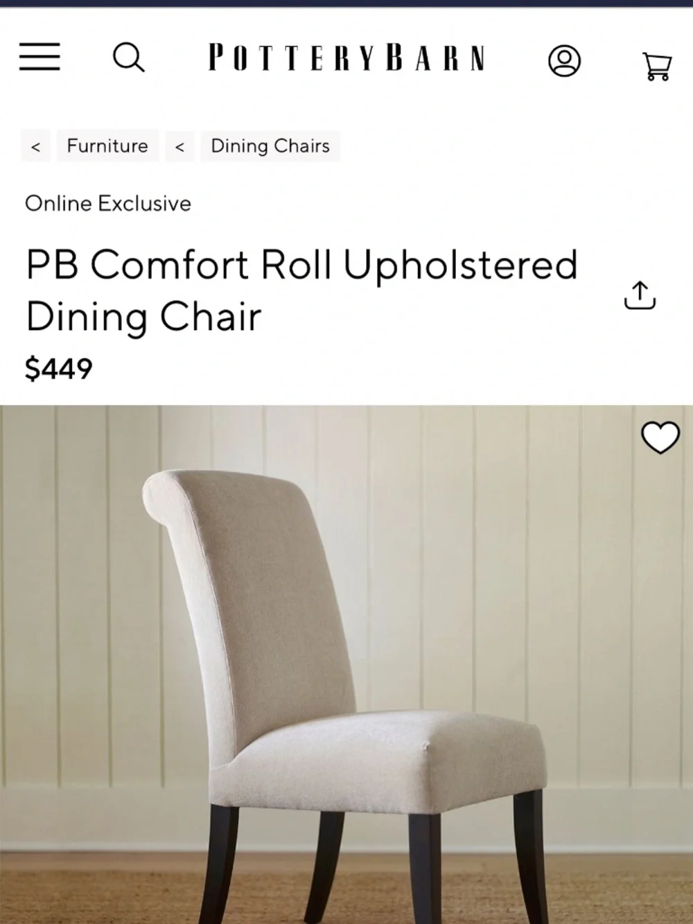 Brand new chair covers to fit pottery barn rolled upholstery dining chair
